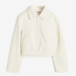 H&M BOUCLÉ Bomber JACKET in Ivory